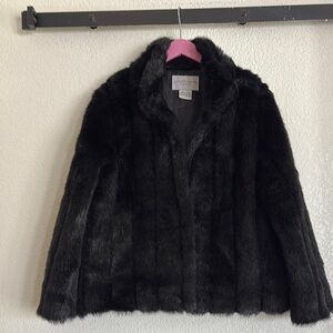 Jaclyn Smith Black Faux Fur Jacket